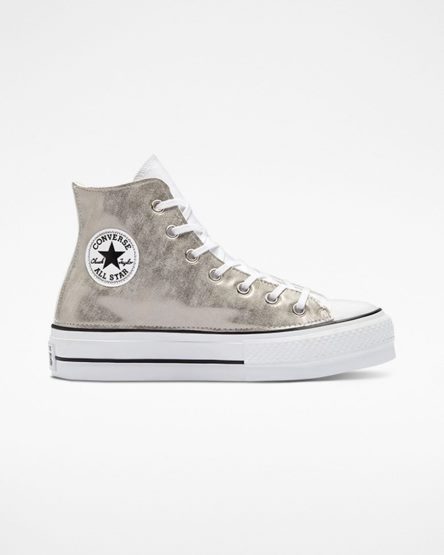 Women's Converse Chuck Taylor All Star Lift Metallic Wave High Top Platform Shoes White | AU 04619A